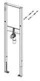 TECE-Waschtisch-Modul mit vertikalem Rahmen und Wandbefestigung, inklusive Riemen und Rollenmechanismus zur Aufnahme verschiedener Sanitäreinrichtungen.